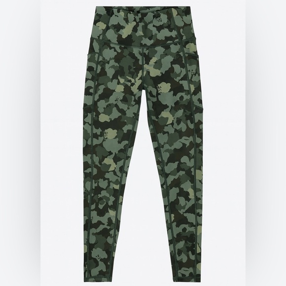 New Avia Camo High Rise Full Length Leggings with Pockets Running Green Sm 4-6 - Picture 1 of 5